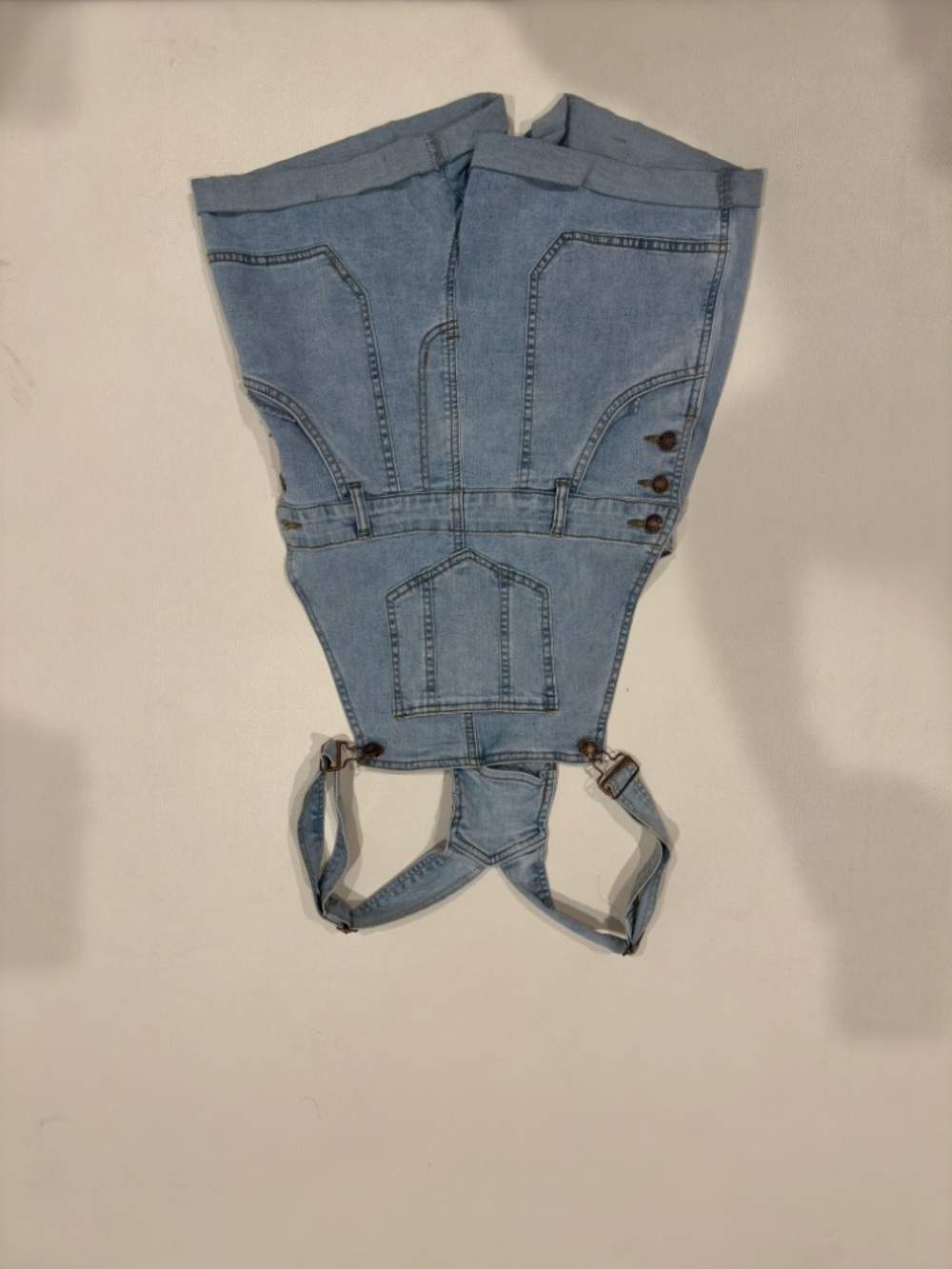Light Blue Denim Overall Jeans - Women's Casual Suspender Jeans